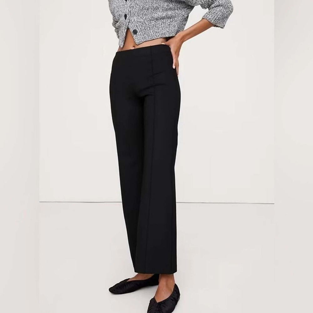 Banana Republic Womens XS Crop Flare Everywhere Ponte Pull On Pants Black NWT BR